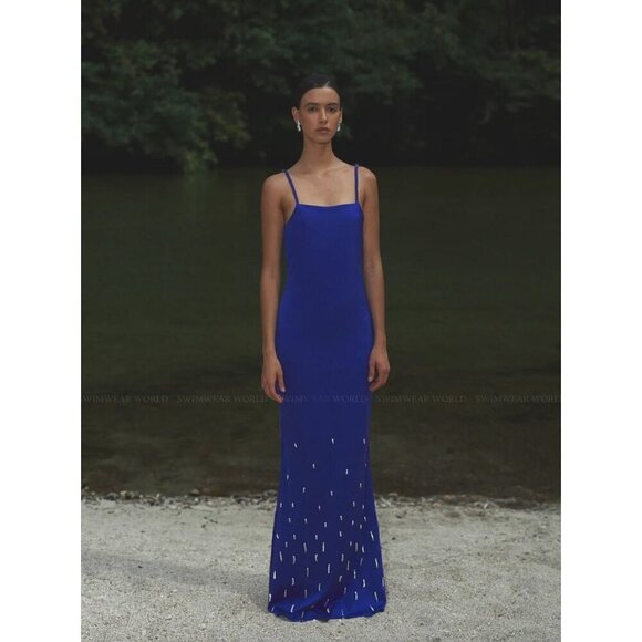 Baobab Cale Beaded Maxi Dress Cassiopea Blue Purple Womens Size Small - Picture 2 of 15